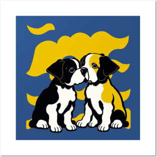 Retro Puppy Kiss Posters and Art